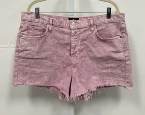 7 For All Mankind Monroe Cuttoff Denim Short Pink‎ Raw Hem Button Fly W32 thumbnail 1