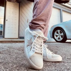 NEW Amalfi Stud and Star Sneakers Leather Suede Leather Lace Up Logo 7.5 thumbnail 2