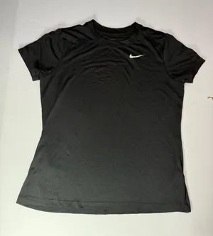 Nike Black Short Sleeve Athletic Tee with White Swoosh thumbnail 1