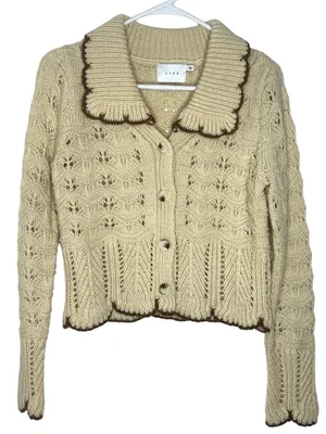 NEW LUSH vintage inspired knit collared cropped button cardigan sweater thumbnail 4