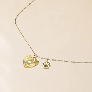 A New Day‎ Pet Mom Necklace and Pet Tag Set 14k Gold Dipped Cubic Zirconia New thumbnail 6