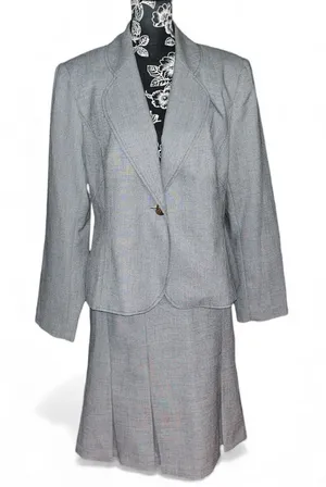 Isabelle Gray 2 Piece Woven Fabric Tailored Career Suit Size 14 thumbnail 1
