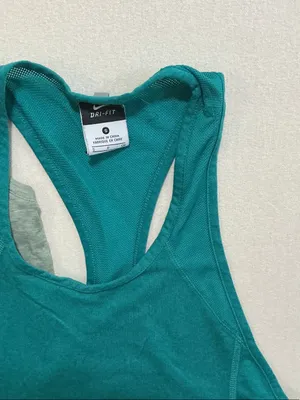 Nike and Gap Teal Racerback Tank Top with Heathered Sage Crop Layer thumbnail 2