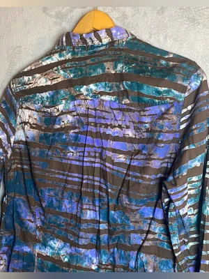 African Cowboy Vintage Abstract Striped Button-Up Shirt‎ Western cowboy size 12 thumbnail 7