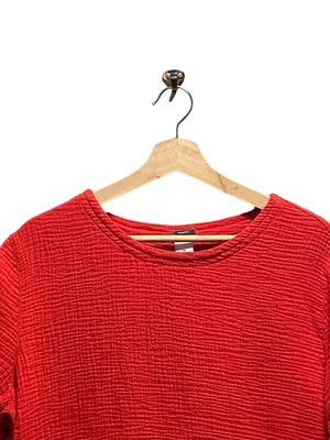 Magaschoni Organic Cotton Blouse Chili Red Size M Coastal Preppy Southern Beach thumbnail 5