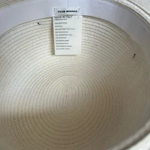 Club monaco White straw hat with navy blue bow thumbnail 3