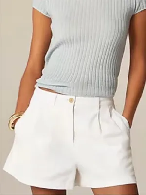 J. Crew Heritage Pleated Shorts Women's 10 Chino White Cotton Casual Preppy NWT thumbnail 1