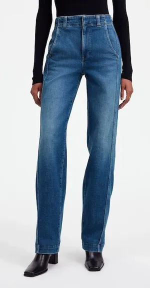 Madewell Tapered Denim Trousers Size 27 Calvert Wash Comfort Stretch High Rise thumbnail 1