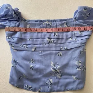 Abercrombie & Fitch Floral Ruffle Blouse M Blue Square Neck Coquette thumbnail 5