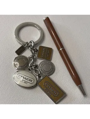 Coach Silver and Brown Logo Charms Keychain & Matching Pen NIP thumbnail 2