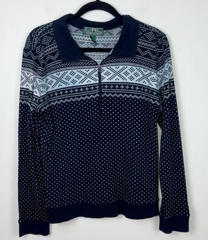 Lauren Ralph Lauren Active Quarter Zip Sweater Women’s Size Large Cotton Navy thumbnail 1