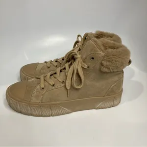 Zara faux fur‎ trimmed high top sneakers size 37 thumbnail 3