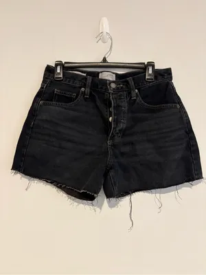 Universal Thread button fly Mid-Rise 90's Baggy Jean Shorts Dark Wash Black 2 thumbnail 2