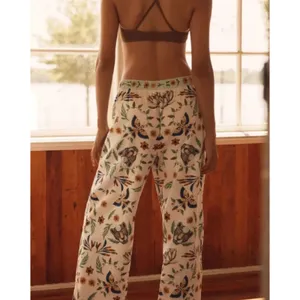 Anthro LyreBird Cotton Flannel Pajama Set Floral Animal Print Cottage Sleep XS thumbnail 11