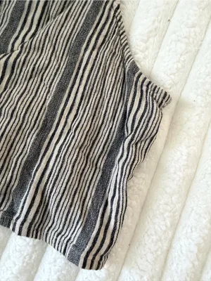 American Eagle Outfitters Striped Button-Front Cropped Tank Top - Black & Cream thumbnail 3