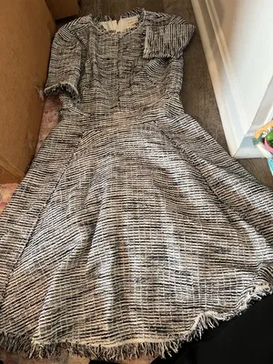 REBECCA TAYLOR Tweed Boucle Fringe‎ tailored dress sz 2 thumbnail 6