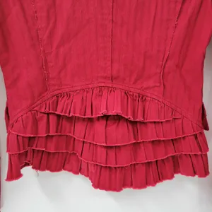 VTG 6 Degrees Y2K Cropped Jacket Juniors M Red Layered Ruffle Back Fitted Button thumbnail 6