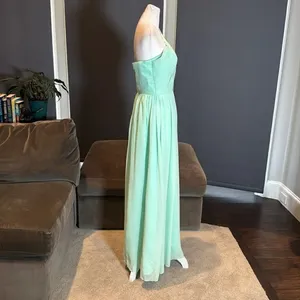 Women’s Green Chiffon One Shoulder Bridesmaid Dress Zip Up Back Size 6 thumbnail 3