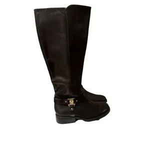 Vince Camuto Farren Women's Riding Boots SZ 5.5 Black Leather Quiet Luxury Moto thumbnail 3