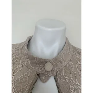 NEW Blue Life Light Beige Lace Zip Jacket Blazer Mandarin Collar jacket XS XSMAL thumbnail 4