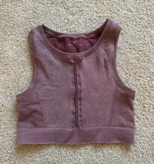 aerie Mauve Cropped Seam-Detail Sports Tank thumbnail 1