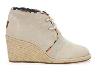TOMS Desert Wedge Espadrille Canvas Shoes in Whisper - Size 8 thumbnail 1