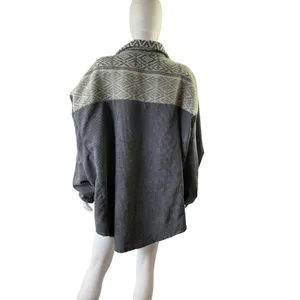 Davi‎ & Dani Womens 1XL Grey Aztec Corduroy Mixed Media Oversized Shacket Jacket thumbnail 9
