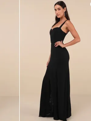 LULU's Sexy Lace FLowy Prom Wedding Modern Chic Mermaid Maxi Dress thumbnail 4