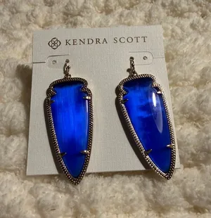 NWT Kendra Scott Skylar Gold Drop Earrings Cobalt Blue thumbnail 1