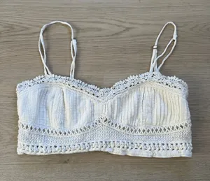 Iconic Boho Free People Adella White Crochet Bralette Camisole thumbnail 1