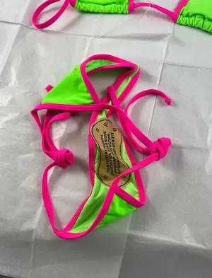 LG  Neon Green Pink String Triangle Bikini thumbnail 4