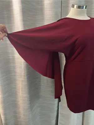 SHEIN Burgundy Long Sleeve Ruffle Sheath Dress thumbnail 2