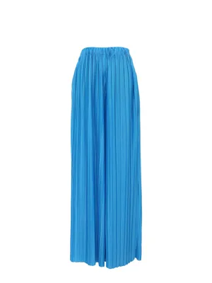 FRNCH Nouma Blue Pleated Wide Leg Pants Size M NWT Parisian Plisse Satin Trouser thumbnail 5