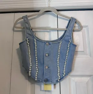 Nana Macs NWT Denim Pearl Vest thumbnail 5