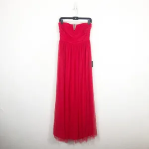 NWT Lulus Queen Behavior Maxi Dress Size Medium Red Tulle Strapless Gown Vday thumbnail 4