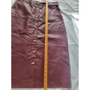 Bohme Faux Leather Skirt Women's Size S Burgundy Button Front Knee Length NWT thumbnail 8