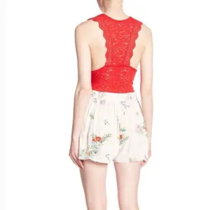 Free People Night Watcher Ivory Floral Patterned Flowy Shorts thumbnail 3