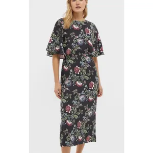 Tuckernuck Midnight Moonflower Leah Cape Dress Floral Flutter Sleeve Midi 4 New thumbnail 2