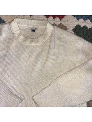 American Eagle Cream Knit Womans Medium Crew Neck Sweater Cozy Casual AE Apparel thumbnail 2