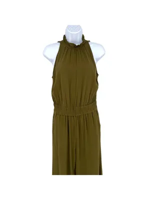 Chelsea28 Olive Green Sleeveless Halter Neck Jumpsuit Size Small Minimalist Boho thumbnail 2