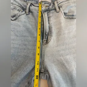 Risen High Rise Distresed Crop Straight‎ Denim Jeans Light Wash Size 7/28 0437 thumbnail 7
