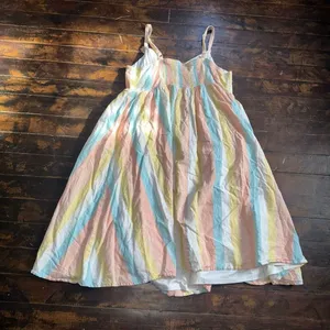Torrid linen pastel striped Midi studio 2x sleeveless sundress thumbnail 5