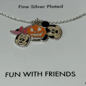 Disney Necklace‎ Vampire MICKEY Mouse Witch MINNIE 16" Halloween Silver Plated thumbnail 2