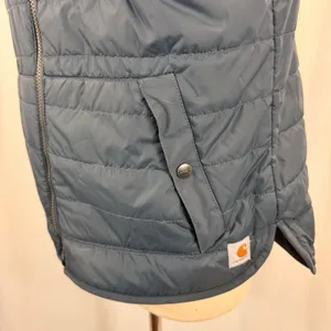 Carhartt Reversible Quilted Flannel Vest M 8-10 Green Black Buffalo Plaid Chore thumbnail 5