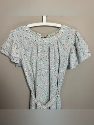 JessaKae Dainty Floral Belted Midi Dress Lace Eyelet Sleeves thumbnail 9