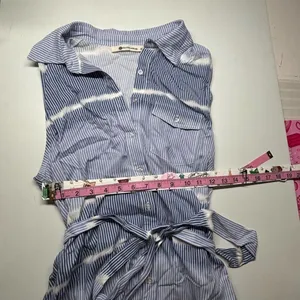 The Impeccable Pig Button-Down Sleeveless Dress - Blue & White - M thumbnail 4