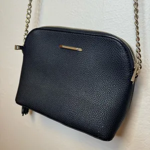 Black cross-body purse with gold detailing thumbnail 12