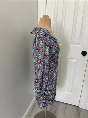 Lush Floral Surplice Ruched Long Sleeve Dress thumbnail 4