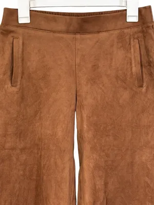 Chicos Tan Neutral Faux Suede Cropped Wide Leg Pants Size XS Womens thumbnail 3