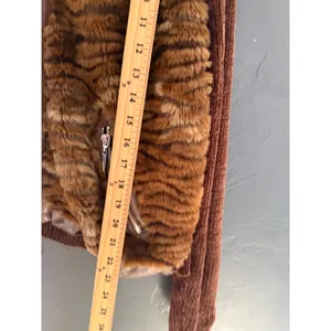 Victoria Harbour Y2k Brown Tiger Faux Fur Chenille Leather Trim Zip Jacket‎ L thumbnail 6